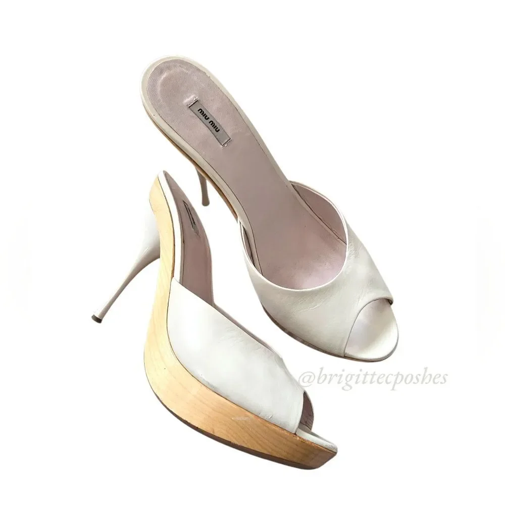 MIU MIU Patent Leather Peep Toe Heel